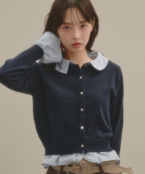 261004 日牌復古個性風3-WAY針織上衣 領可拆