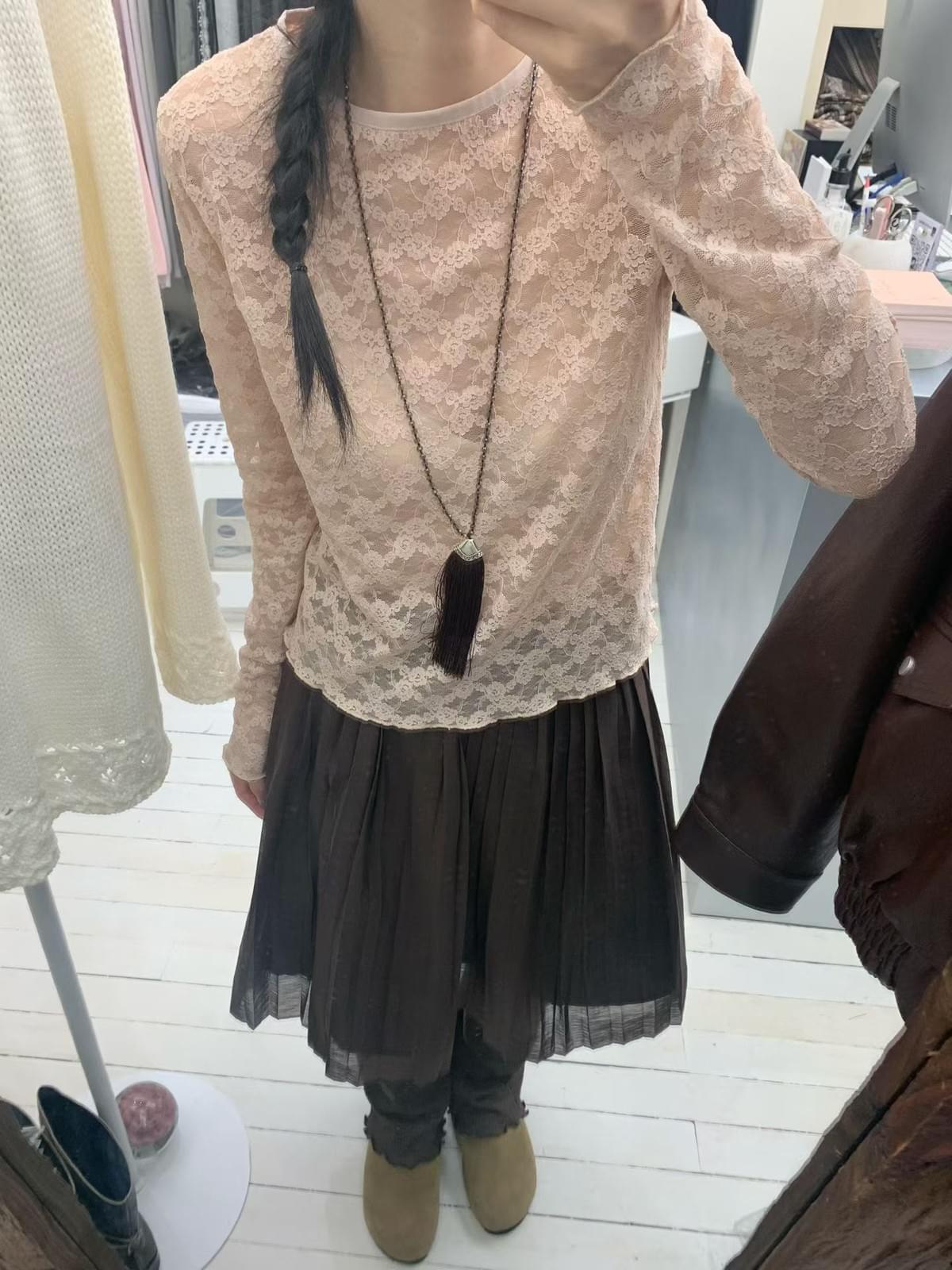 261035 薔薇蕾絲圓領top