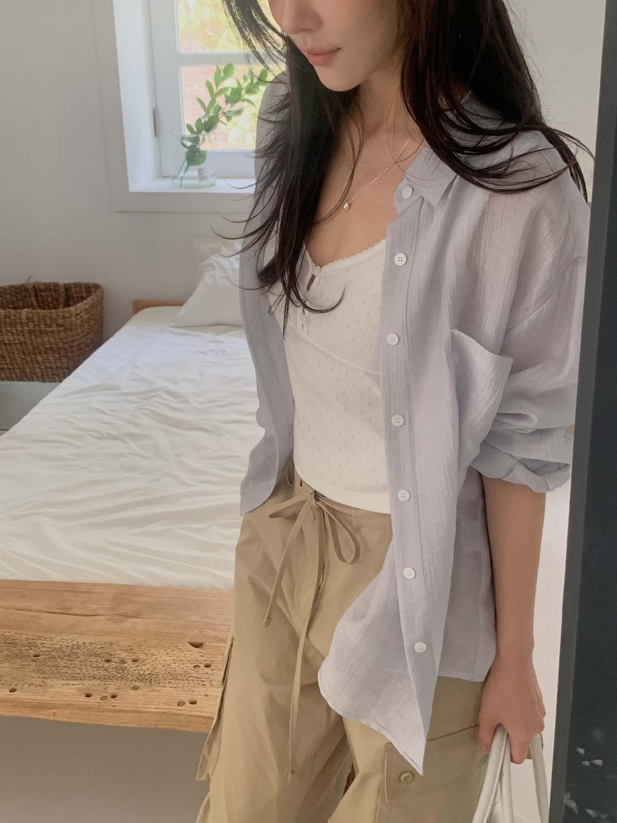 260708 抗拒不了的慵懶天絲皺皺襯衫