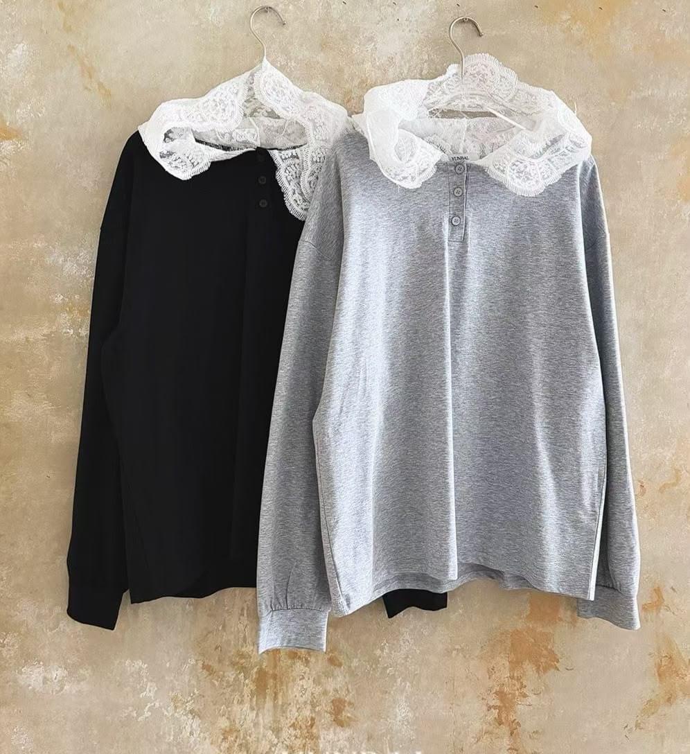 261015 韓國蕾絲連帽tee