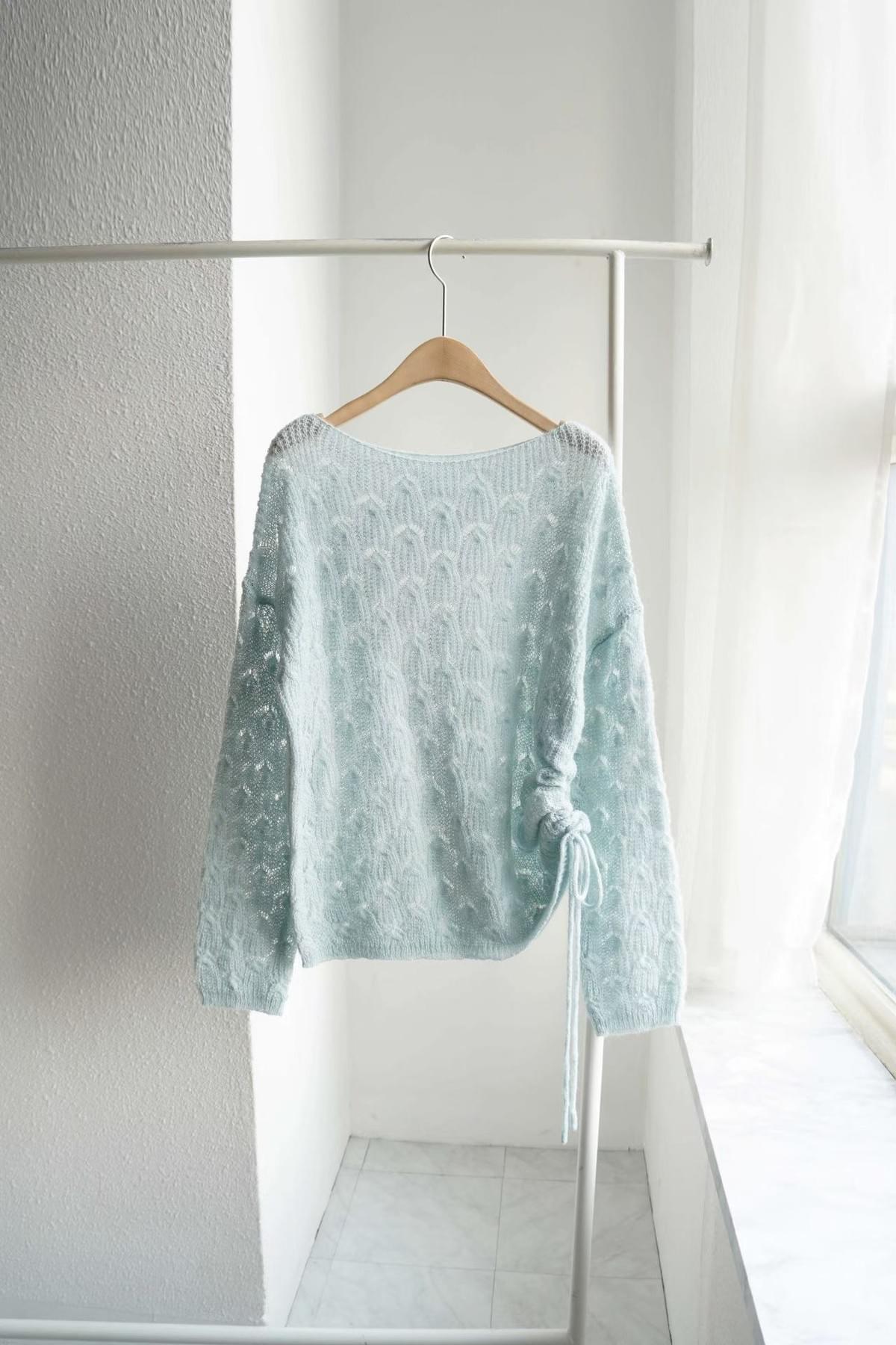 LCSS2628 貝殼針織拉繩針織衫