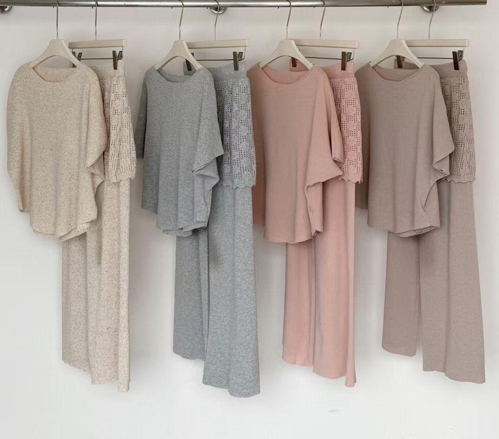 LCSS2625 親膚蕾絲針織高腰套裝