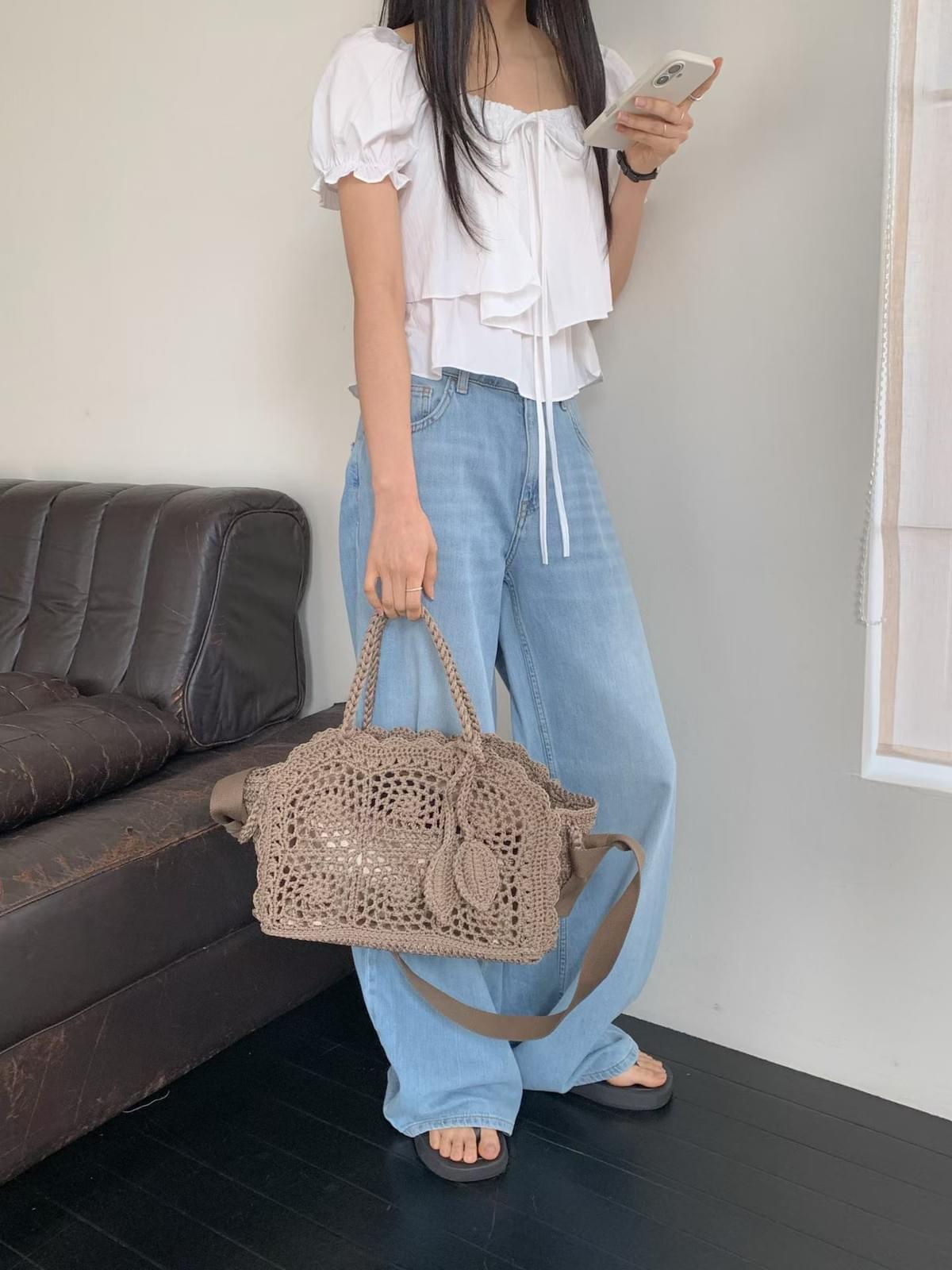 26SSB04 春日織語 法式手工鉤針織包 附內袋