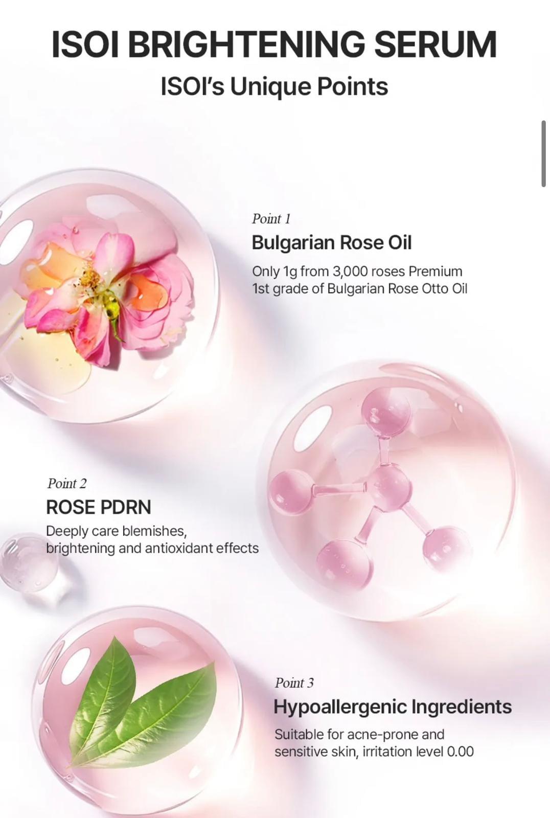 isoi 玫瑰 PDRN 亮白精華液20ml +20ml eye mask set