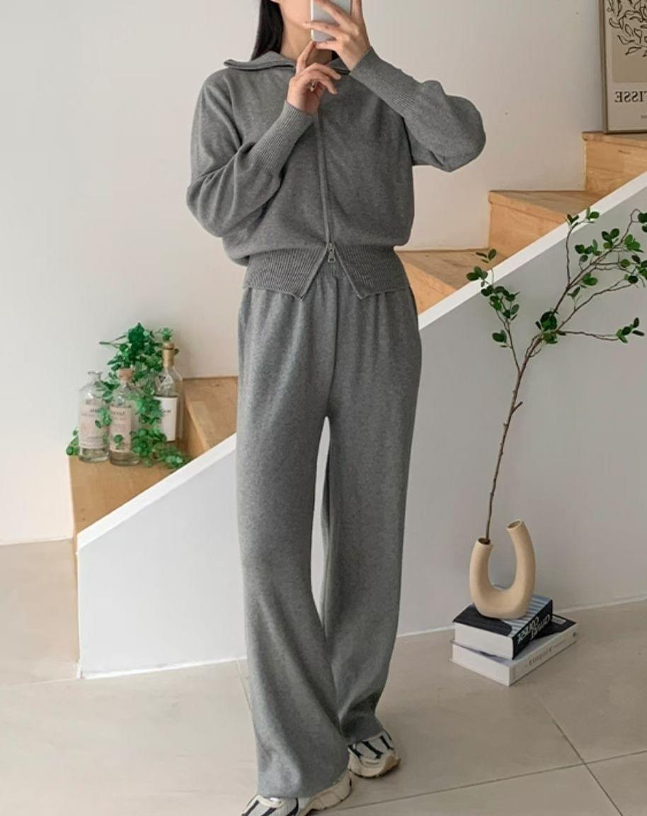 LC26AW22 純色雙拉鏈針織3件Set