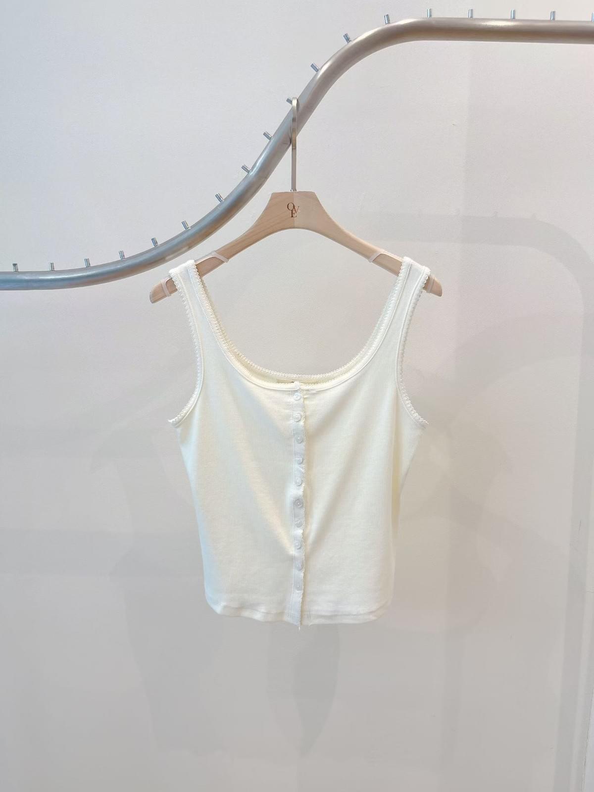 260712 福利品-排扣小花邊背心 包色款