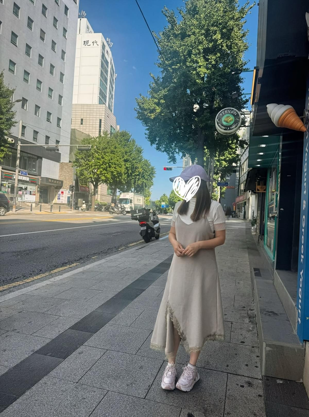 261013 韓國麂皮不規則蕾絲連身裙