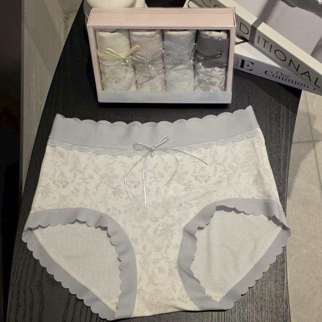 26LP26 親膚棉質宮廷花卉風中腰4件禮盒裝