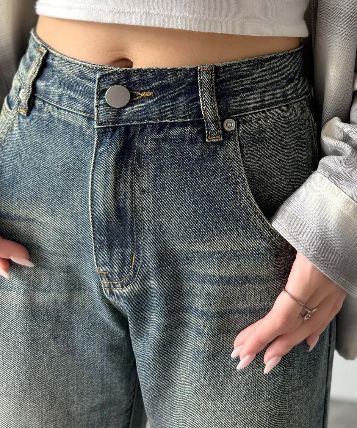 LCSS2637 斜紋流蘇設計復古牛仔喇叭褲