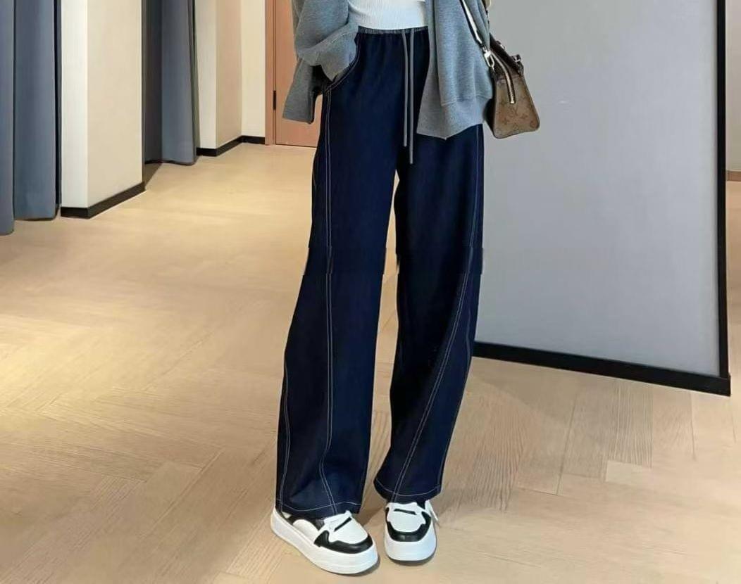 LCSS2618 撞線設計休閒寬版長褲