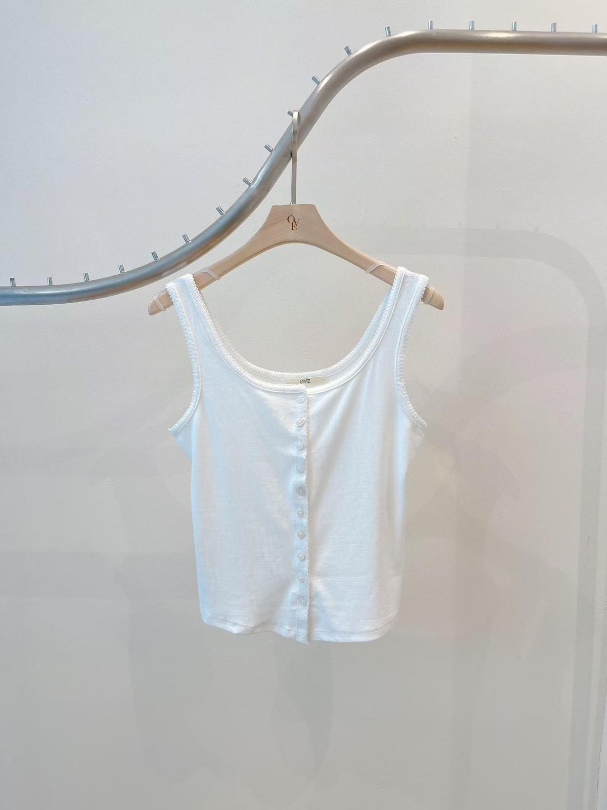 260712 福利品-排扣小花邊背心 包色款