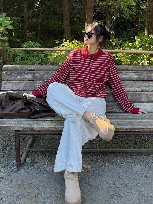 LC26AW04 柔軟翻領針織間紋兩著小外套