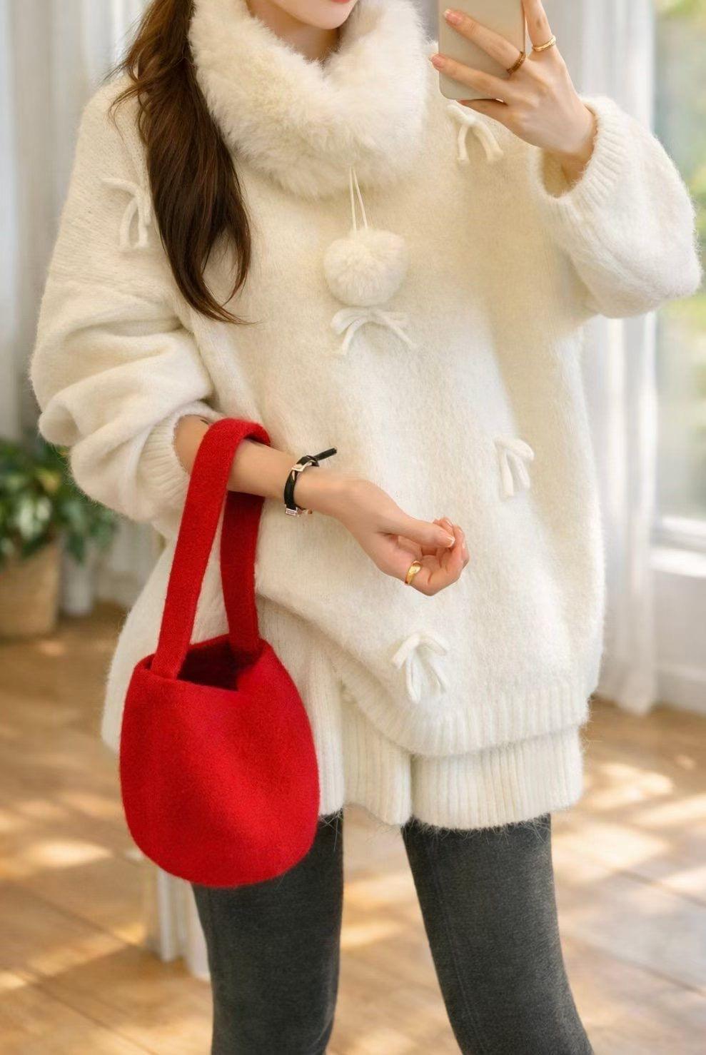 LC26AW24 蝴蝶結貂絨針織三件套SET