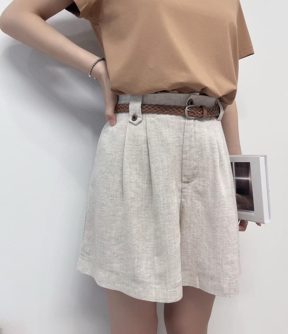 260718 Daily 亞麻連belt 短褲set