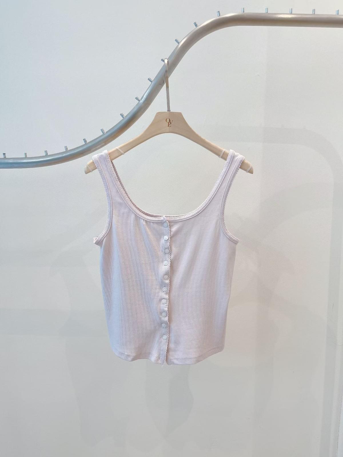 260712 福利品-排扣小花邊背心 包色款
