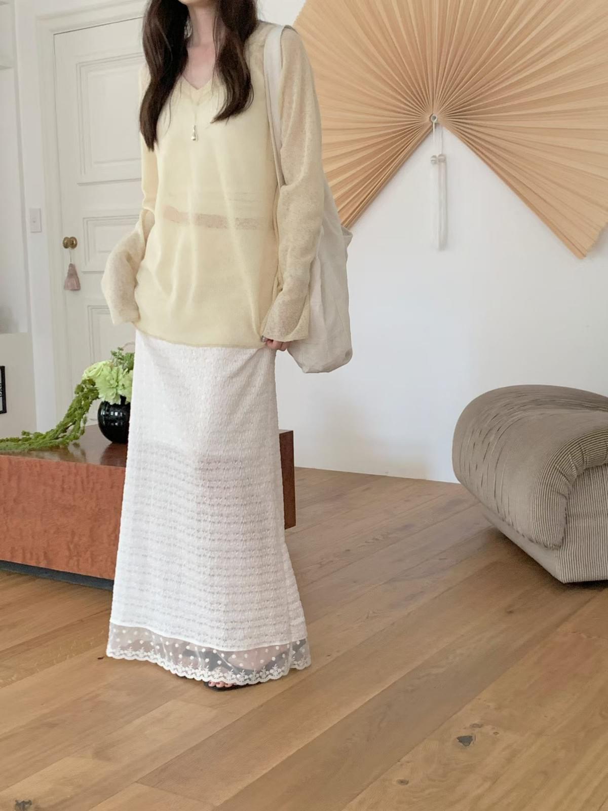 260705 仙氣花卉蕾絲下擺長裙