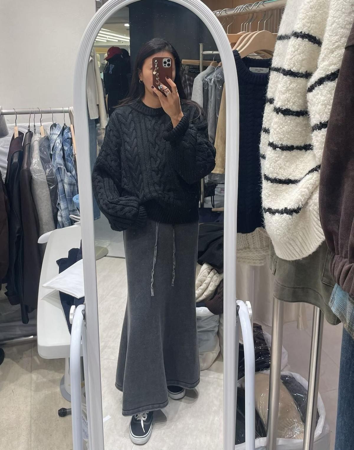 LCSS2611 仿牛仔絨布垂墜感長裙