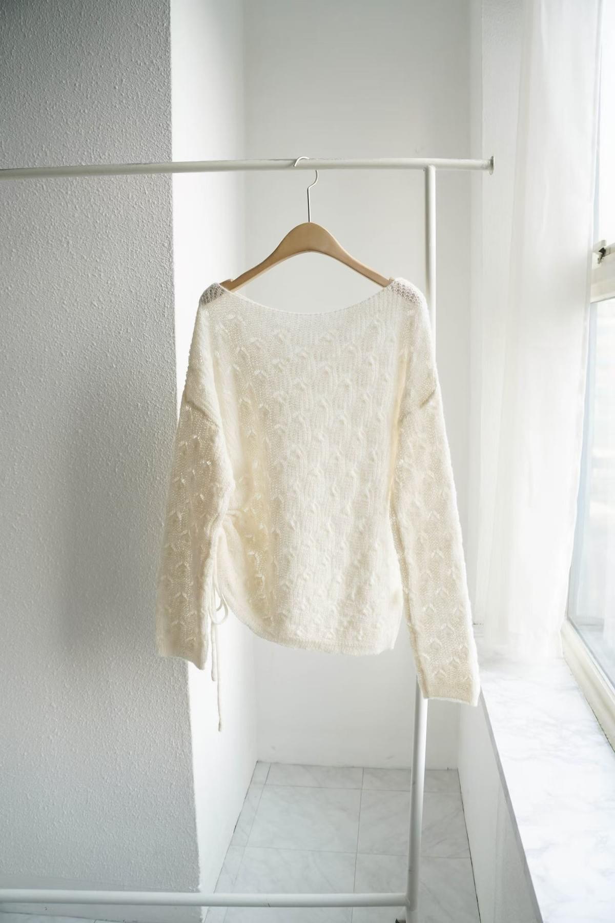 LCSS2628 貝殼針織拉繩針織衫