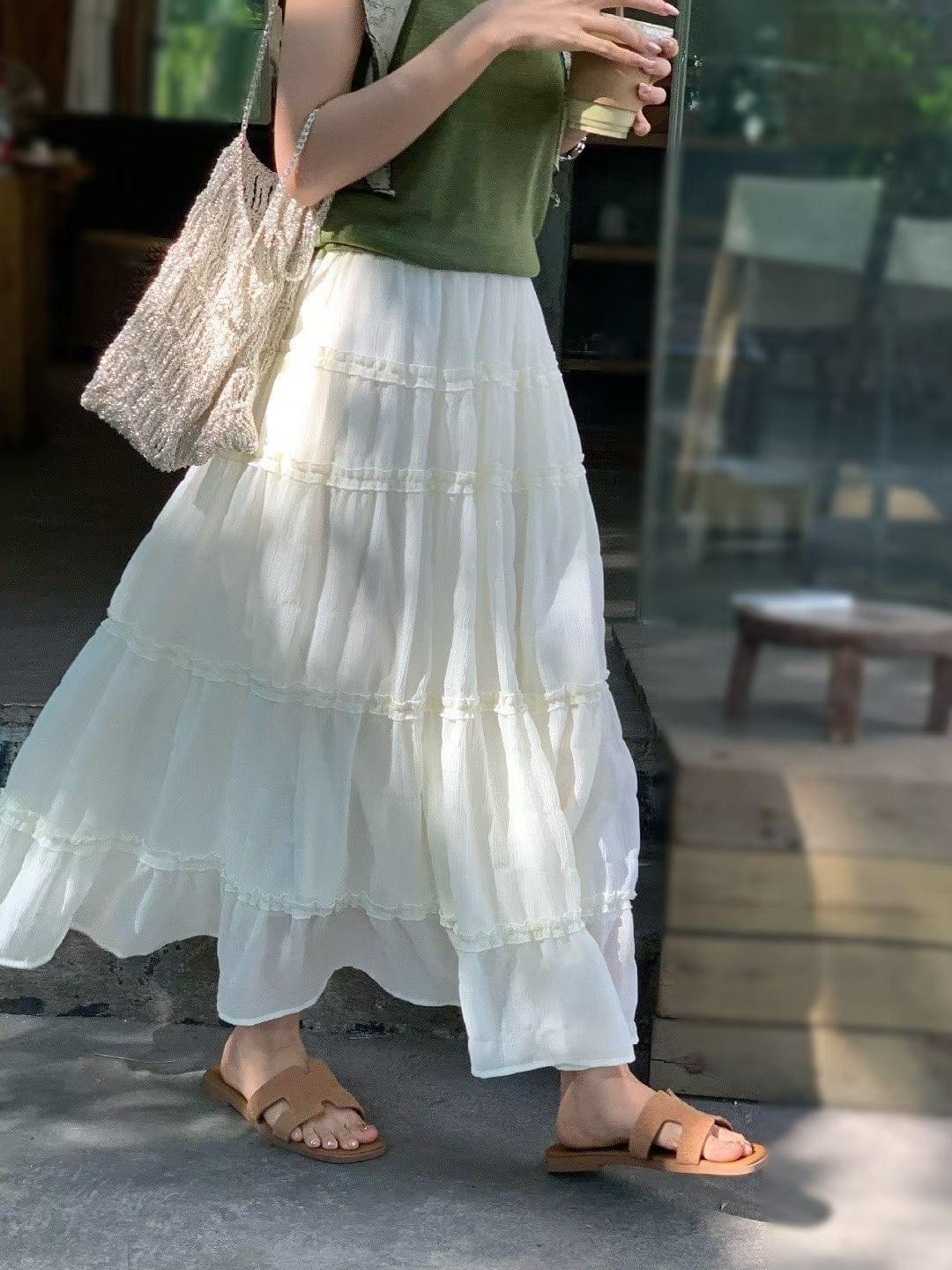 LCSS2629 仙氣雲朵層層長裙