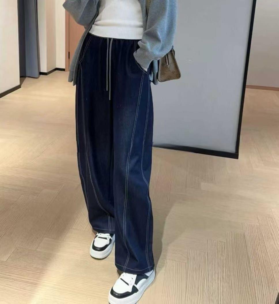 LCSS2618 撞線設計休閒寬版長褲