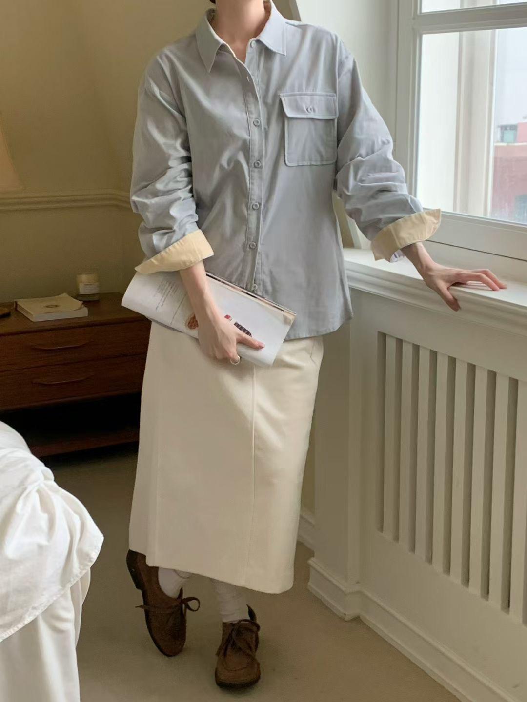 LC2547 線條剪裁設計燈芯絨裙子