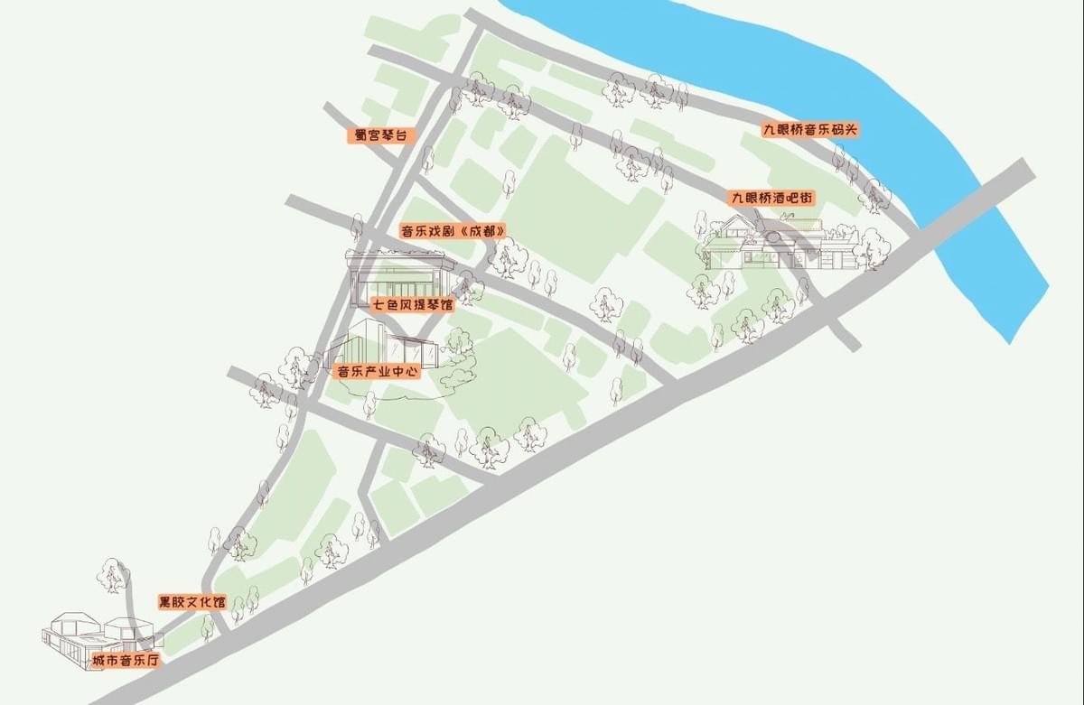 Chengdu Music Festival - Custom Hand-drawn Map Guide