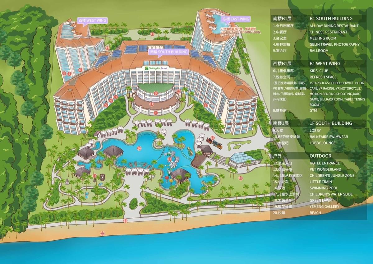 Hotel Hand-Drawn Map | Process for Creating a Hotel Map in Sanya