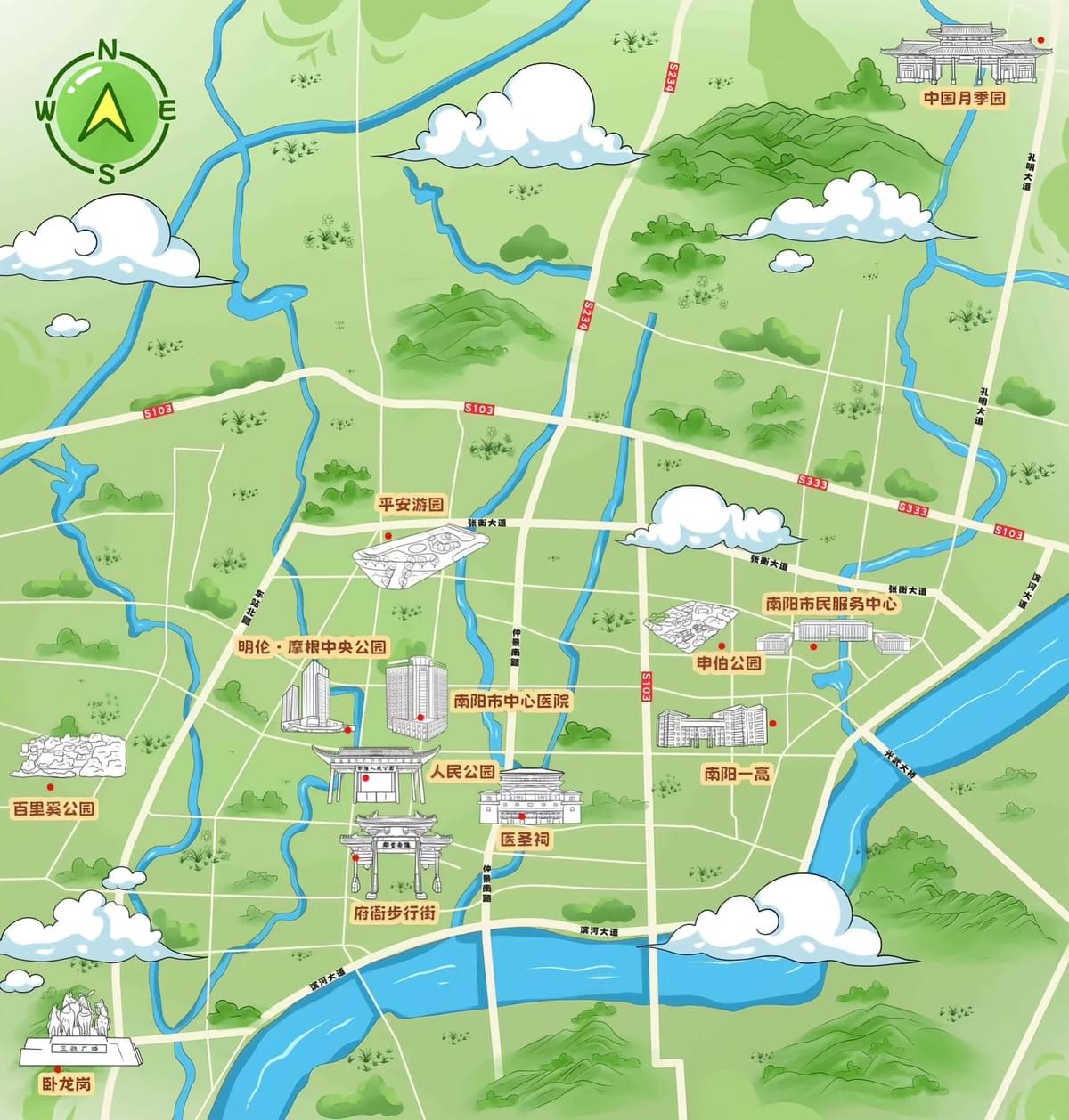 Hand-drawn Map of Nanyang, Henan Province