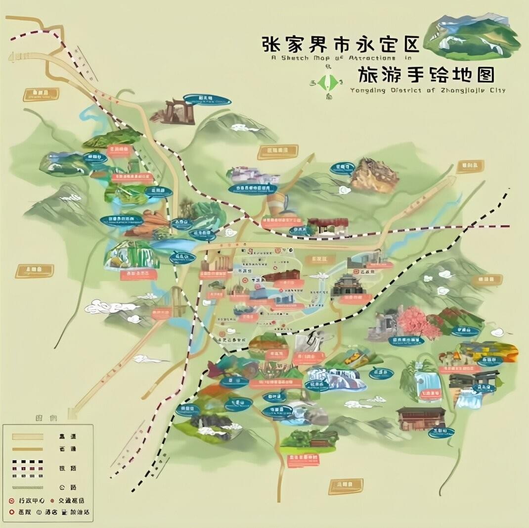 Zhangjiajie District Tourist Map