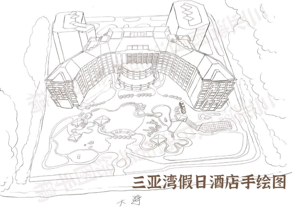 Hotel Hand-Drawn Map | Process for Creating a Hotel Map in Sanya