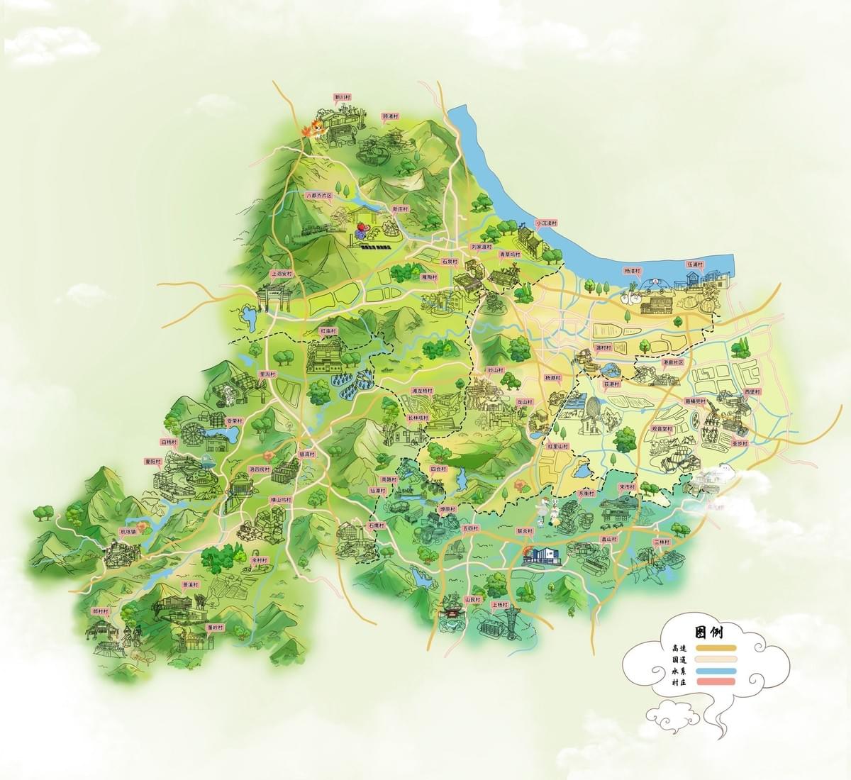 Huzhou's Rural Villages Illustrated Map