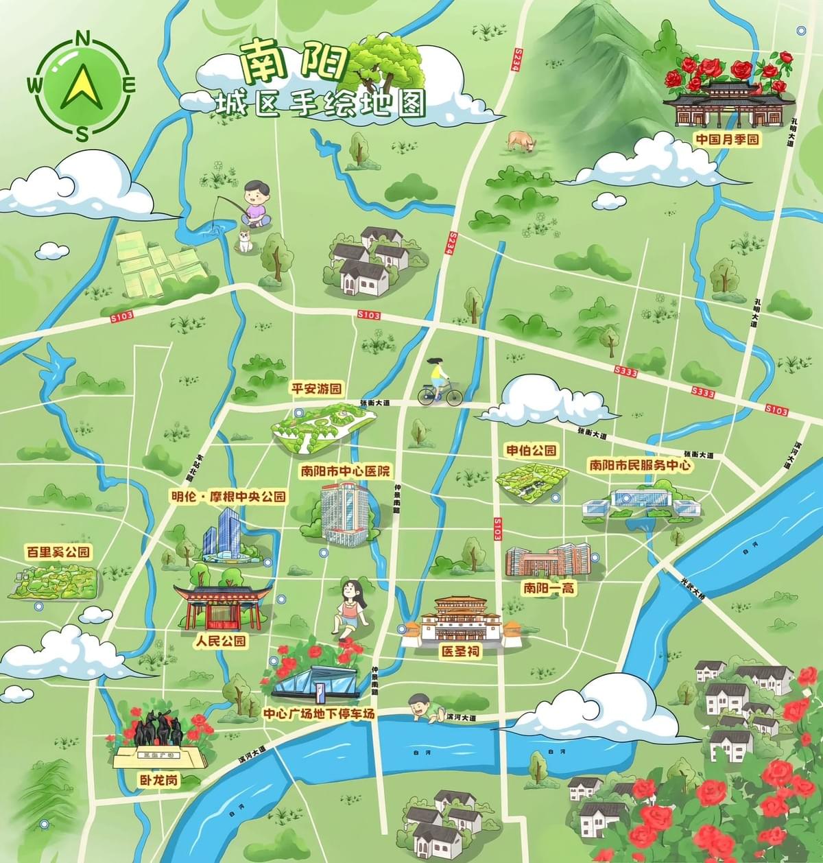 Hand-drawn Map of Nanyang, Henan Province