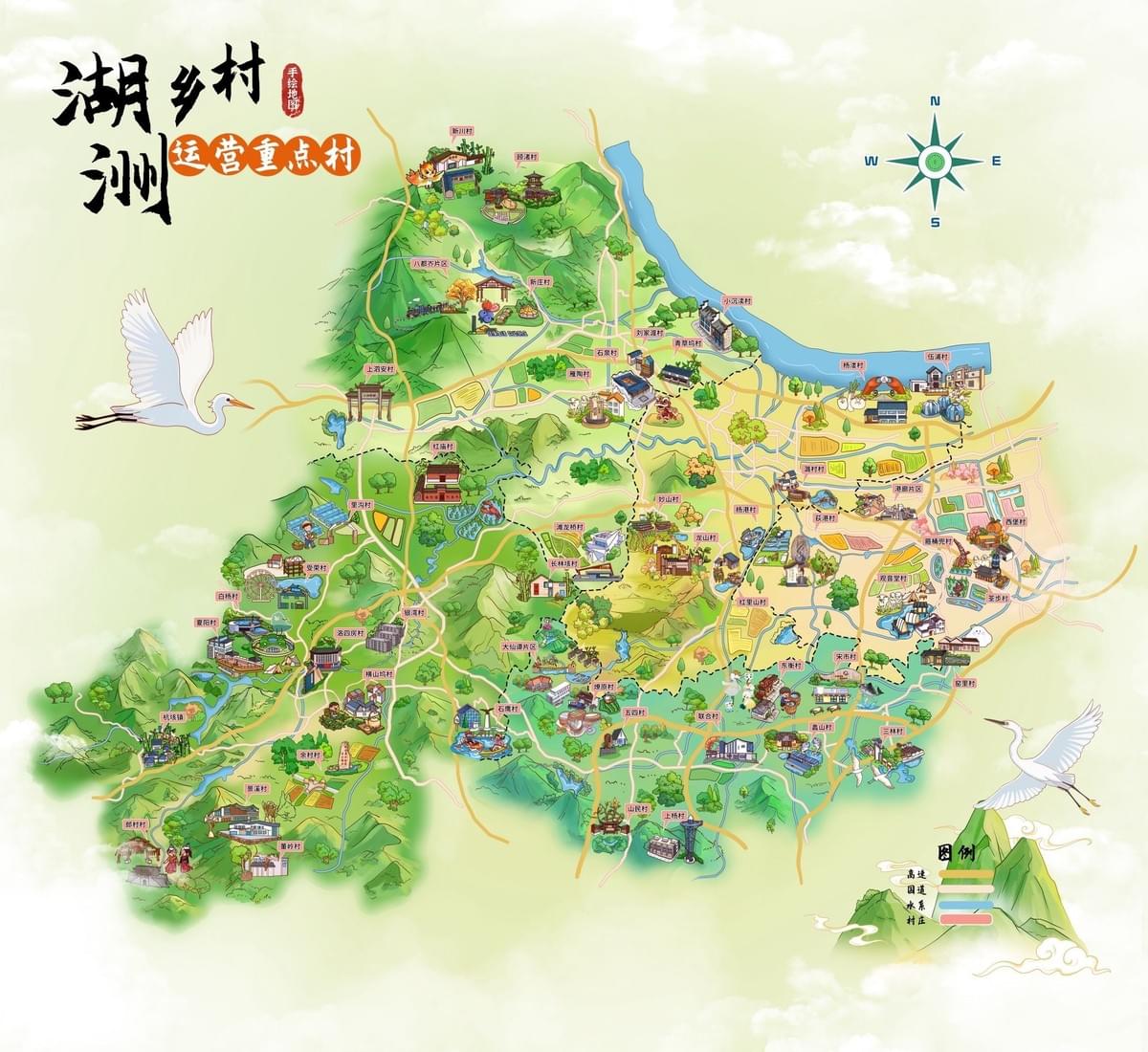 Huzhou's Rural Villages Illustrated Map