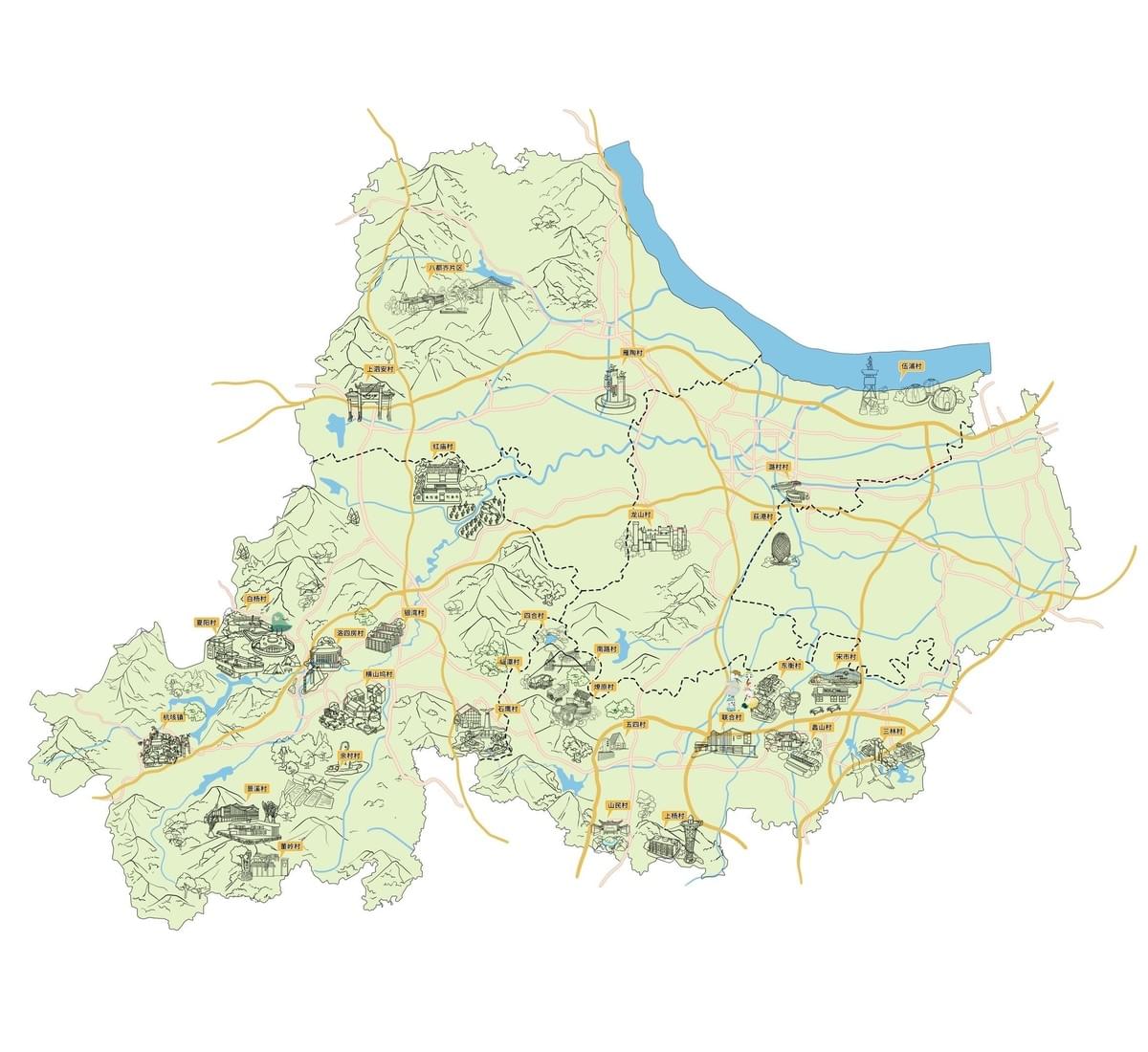 Huzhou's Rural Villages Illustrated Map