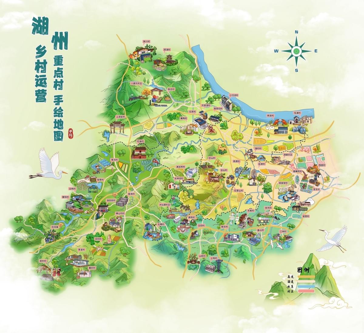 Huzhou's Rural Villages Illustrated Map