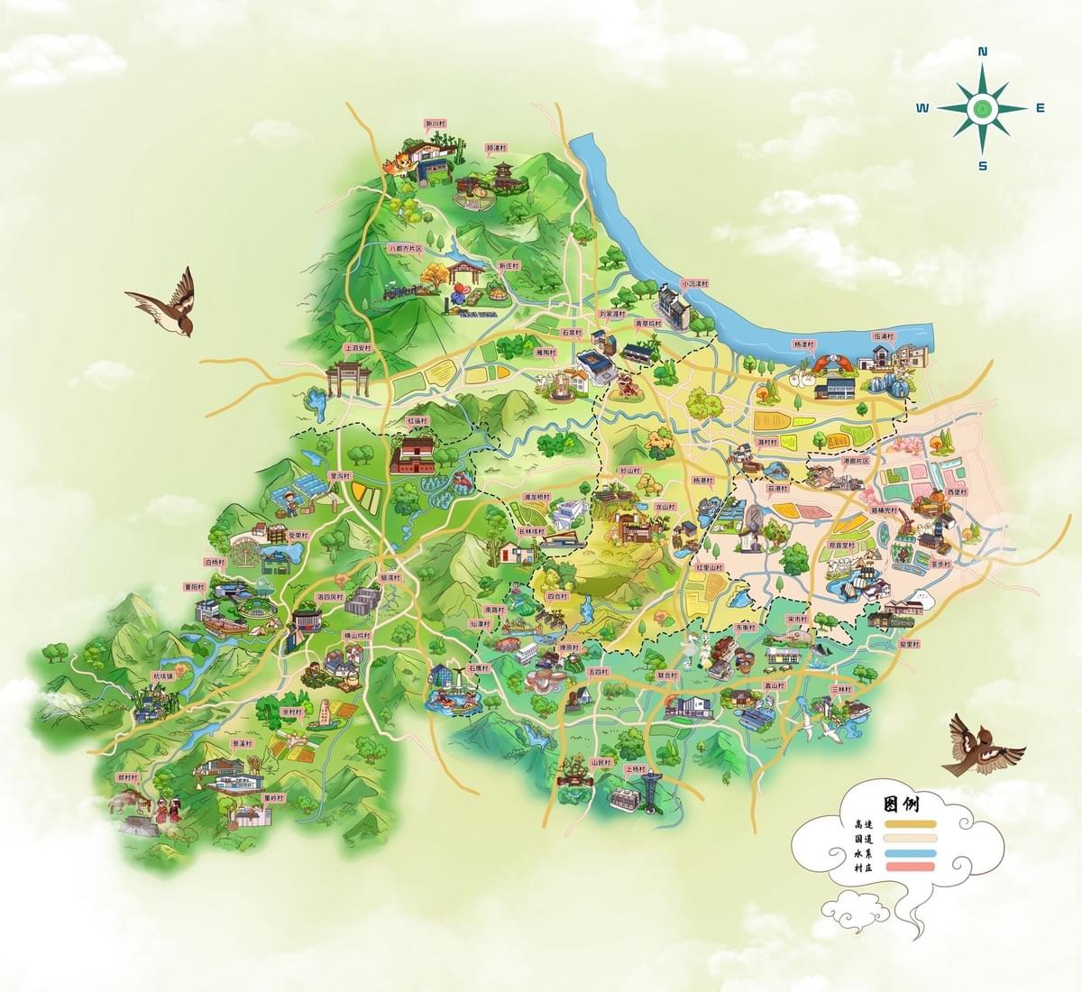 Huzhou's Rural Villages Illustrated Map