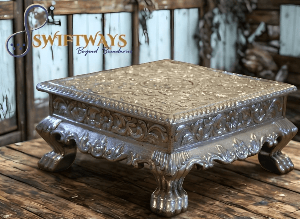 We believe in preserving the environment while celebrating our heritage. SwiftWays prioritizes sustainability in our production processes, using ethically sourced materials and eco-friendly practices. By choosing our luxury furniture, you are investing in pieces that not only enhance your living space but also contribute to a sustainable future. Sustainability Commitment What We Create Swiftways blends India’s rich heritage of craftsmanship with contemporary design to create bespoke luxury silver furniture. Inspired by centuries-old artistry from the Indus Valley to the Mughal era each handcrafted piece showcases exceptional quality, intricate detailing, and a deep cultural legacy. Committed to sustainability and tradition, Swiftways offers timeless masterpieces that seamlessly fuse history with modern innovation.