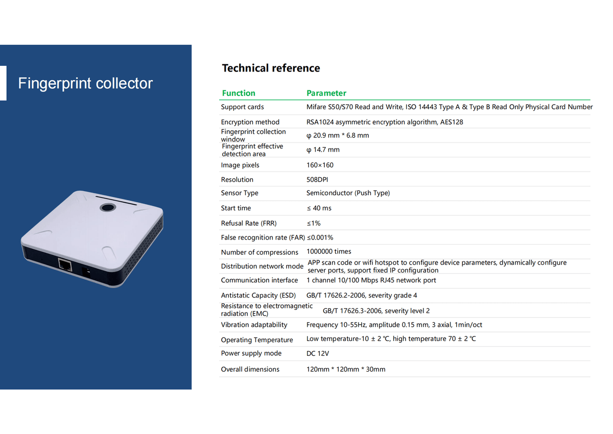 High-Precision Networked Fingerprint Collector Module