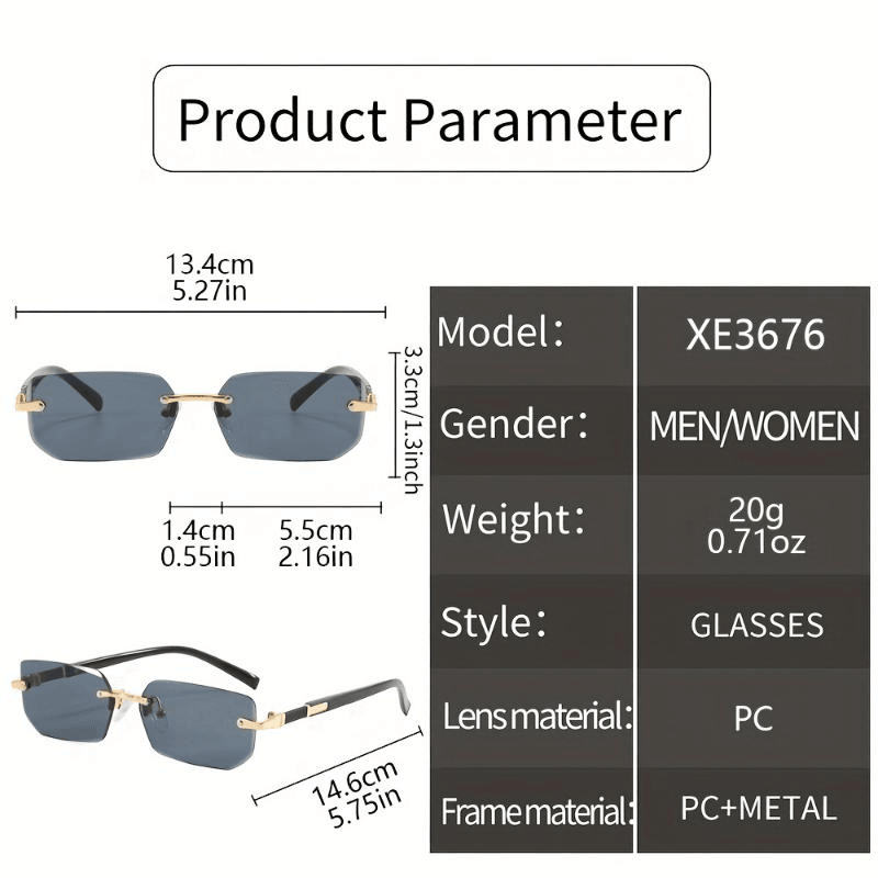 5pcs Men's and Women's Frameless Metal Fashion Glasses Classic Retro Trendy Glasses for Summer Parti