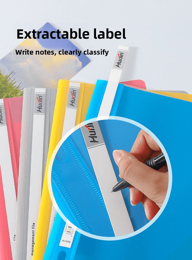 A4 Size Two Holes PP Plastic Clear Swing Clip Report File Folder for Business Management