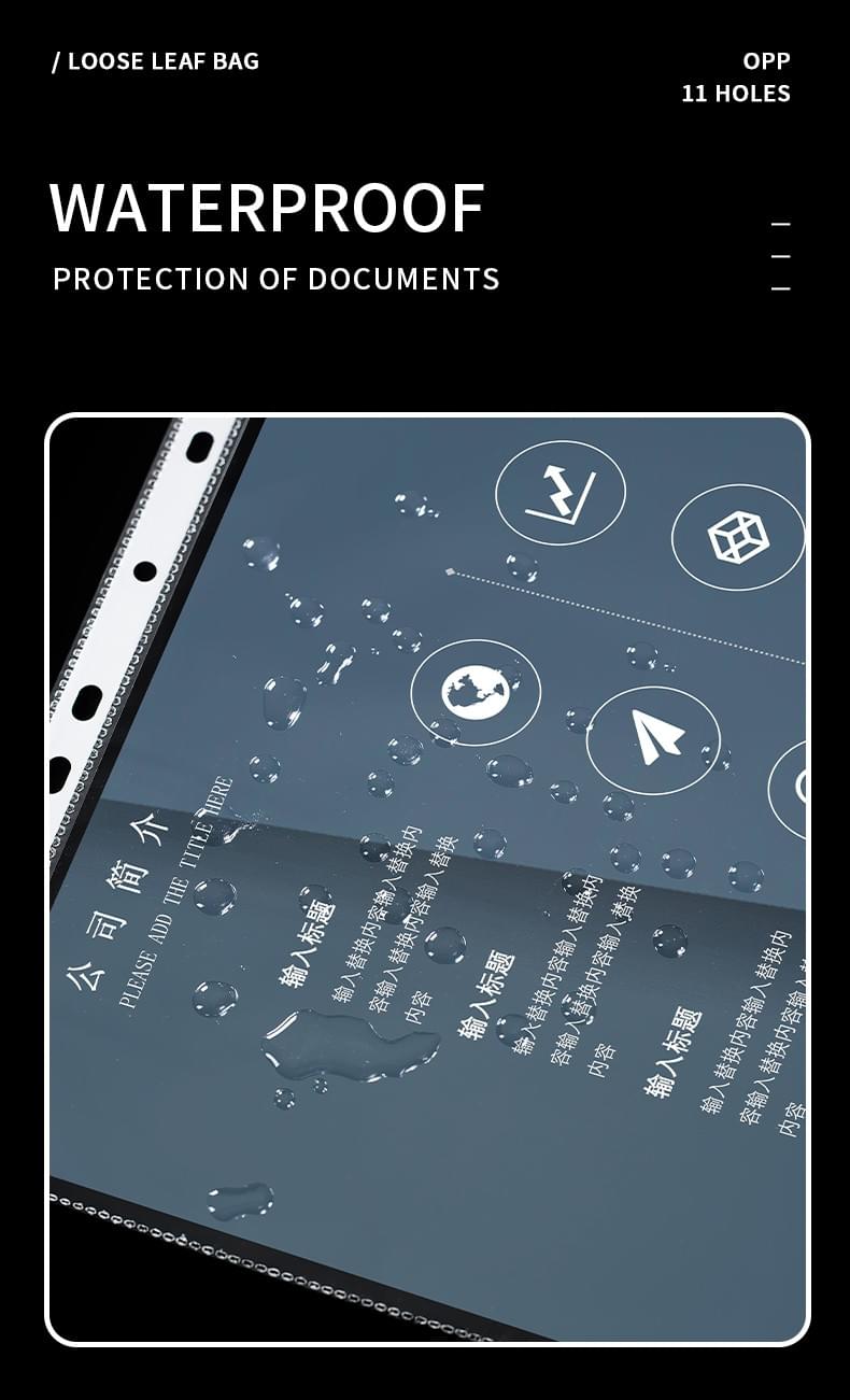 Wholesale A3/A4 OPP Plastics Waterproof Punch Pocket Clear Sheet Protector 11 Hole Transparent Sheet