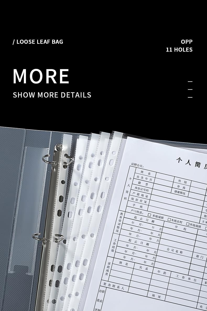 Wholesale A3/A4 OPP Plastics Waterproof Punch Pocket Clear Sheet Protector 11 Hole Transparent Sheet