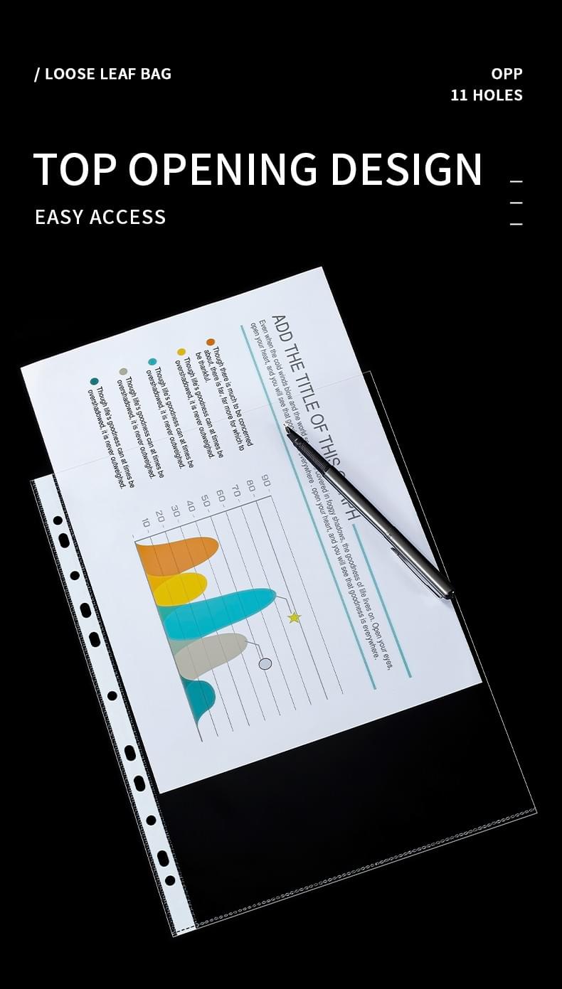 Wholesale A3/A4 OPP Plastics Waterproof Punch Pocket Clear Sheet Protector 11 Hole Transparent Sheet