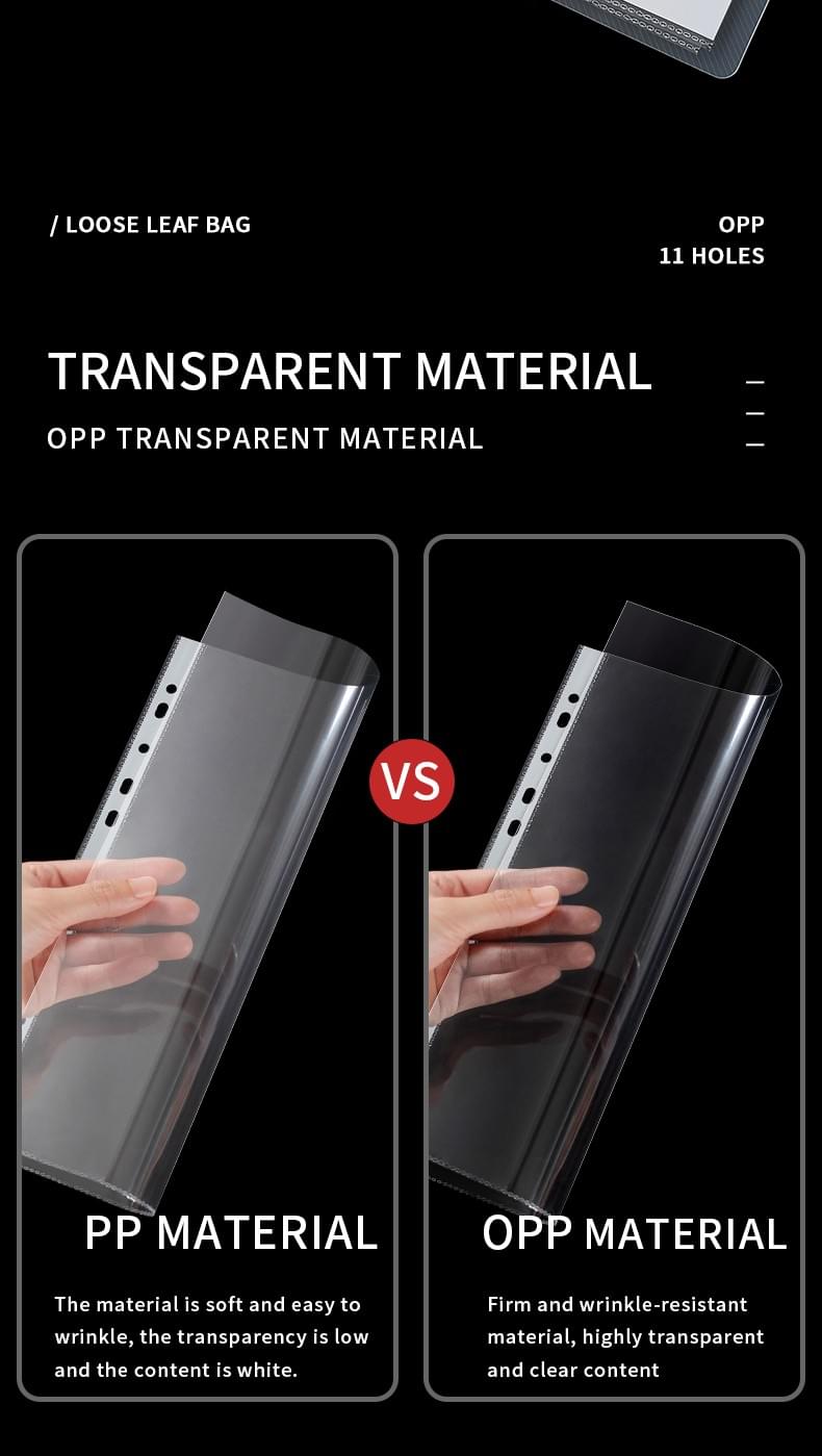 Wholesale A3/A4 OPP Plastics Waterproof Punch Pocket Clear Sheet Protector 11 Hole Transparent Sheet