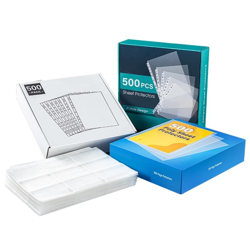 Wholesale A3/A4 PP File Punch Pockets with 11 Holes Page Sheet Protector for Filing Products