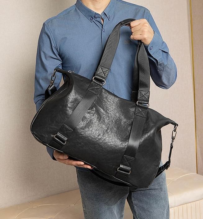 Men’s Top Grain Vegetable Tanned Leather Travel Bag | Large Capacity Handbag & Shoulder Bag