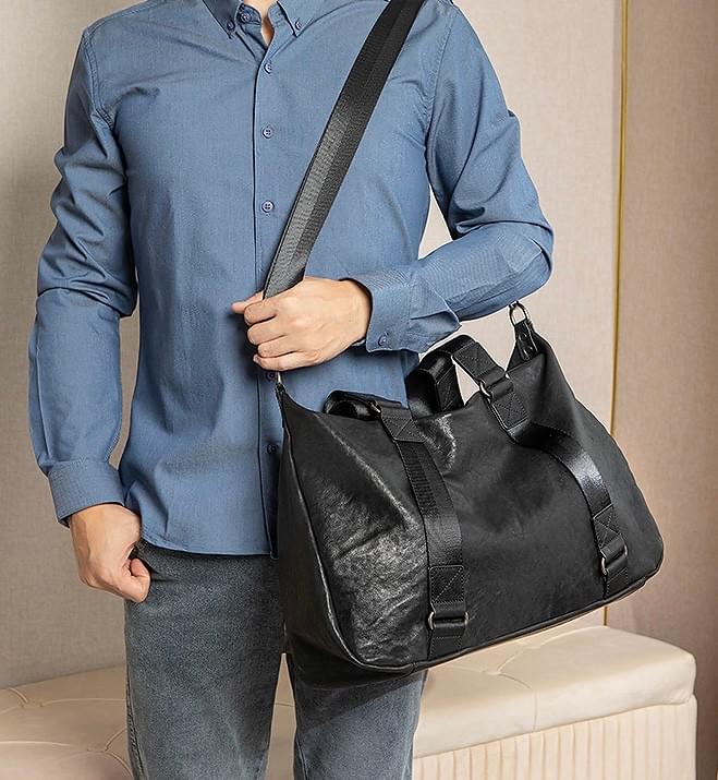Men’s Top Grain Vegetable Tanned Leather Travel Bag | Large Capacity Handbag & Shoulder Bag