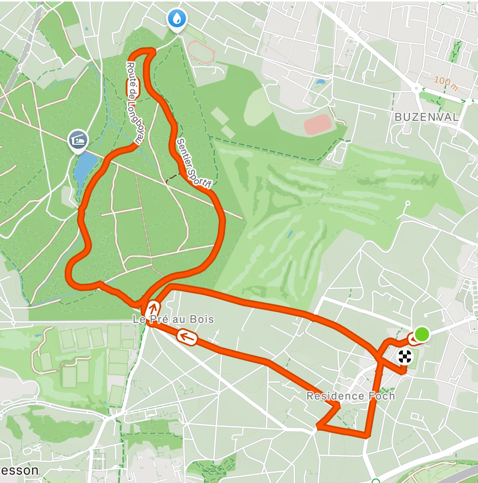 Carte du parcours des 2 Collines de Garches : 8 km et 120 D+ dans Garches, Vaucresson, La Celle Saint-Cloud et le Bois de St Cucufa (forêt domaniale de la Malmaison)