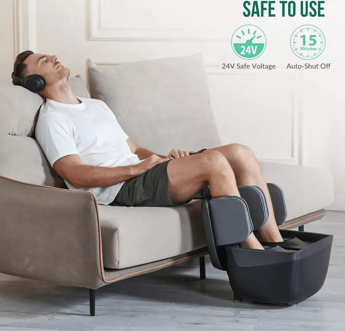2-in-1 Foldable Foot and Leg Massager with Heat, Shiatsu, Compression & Ottoman