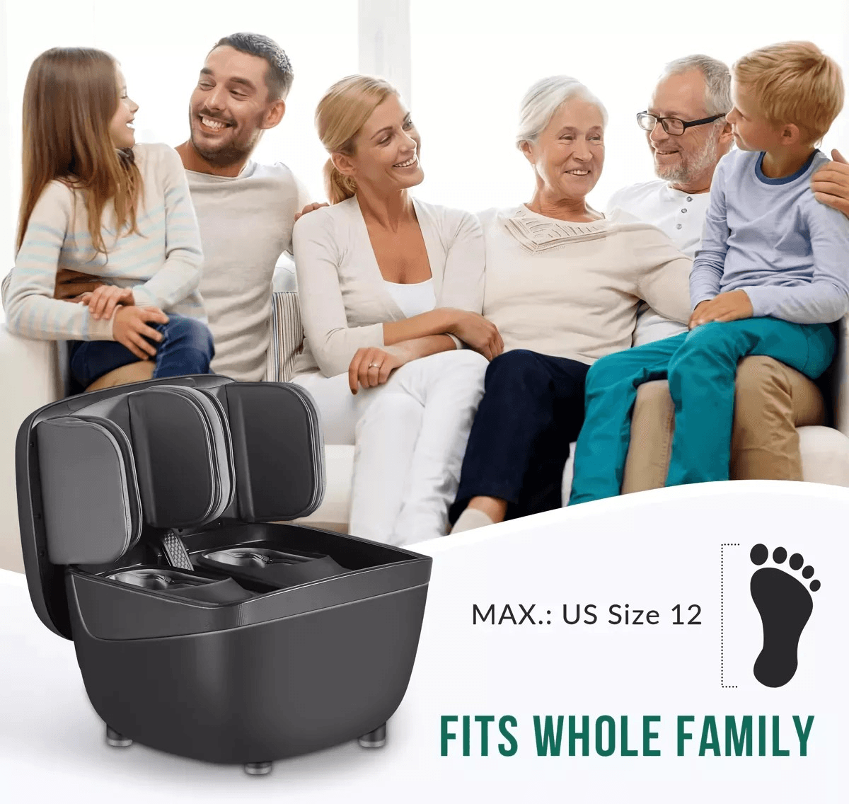 2-in-1 Foldable Foot and Leg Massager with Heat, Shiatsu, Compression & Ottoman